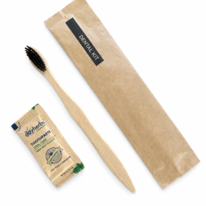 Eco Friendly Hotel Dental Kit with Bamboo Toothbrush and Clay herbs toothpaste in paper sachet