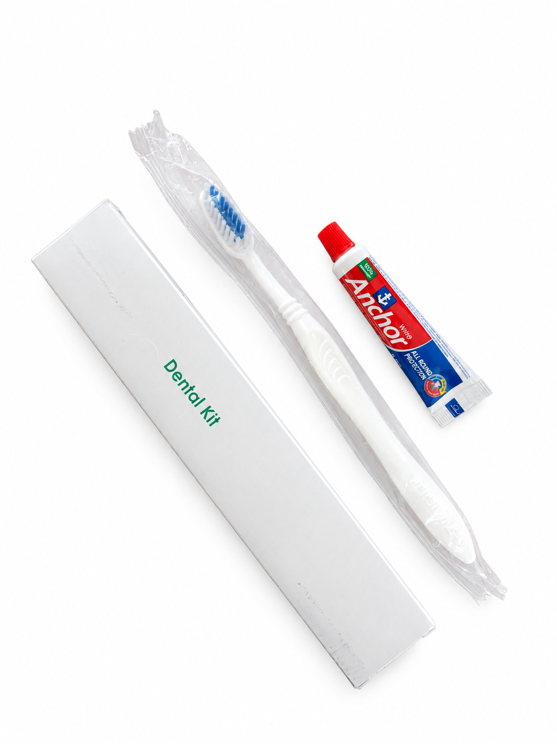 Dental Kit with white toothbrush and Anchor toothpaste